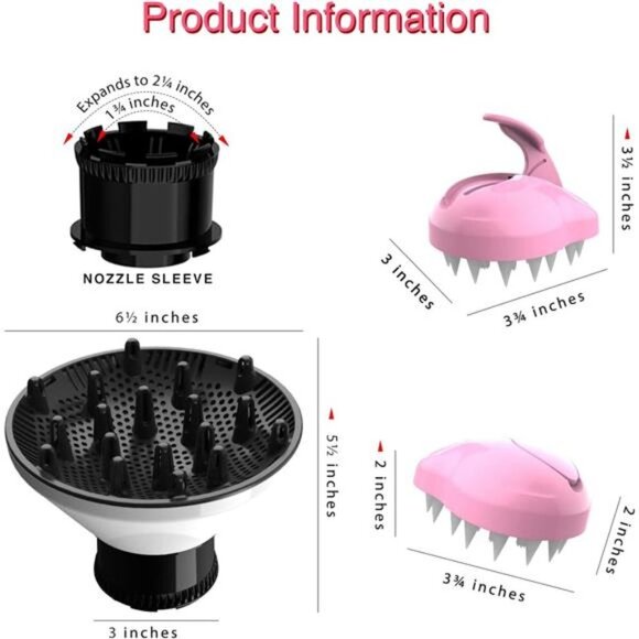 Slip-On Hair Diffuser Hair Dryer Attachment to Fit Nozzles from 1¾ to 2¼ inches - Picture 7 of 8